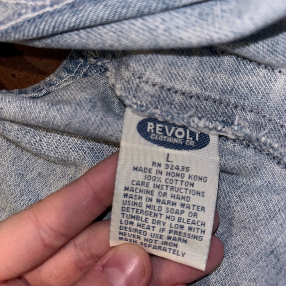 Revolt Denim Vest Large‎ – Vintage Light Wash Jean Vest 100% Cotton Y2K Retro - Picture 6 of 6